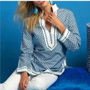 Nicoblu Capri Short Tunic Blue White Porcelain Size Large